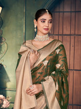 India Silk Deep Green And Beige Sarees Crafted With Exquisite Zari Silk Offer A Perfect Blend Of Tradition And Luxury